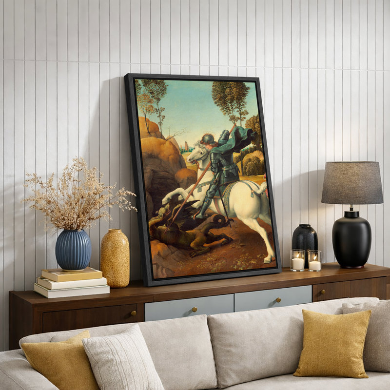 Saint George and the Dragon, œuvre d'art classique classique, images de combats de chevaliers médiévaux, impression sur toile encadrée