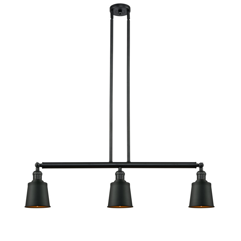 Luminaire suspendu linéaire à 3 lumières pour îlot de cuisine Shauna, Noir mat, Noir mat, Ampoule non incluse