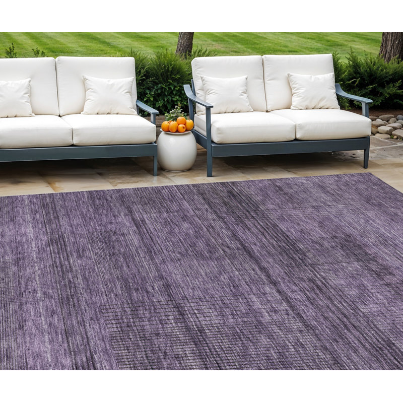 Tapis intérieur lavable rayé mauve et gris 8 pi x 10 pi