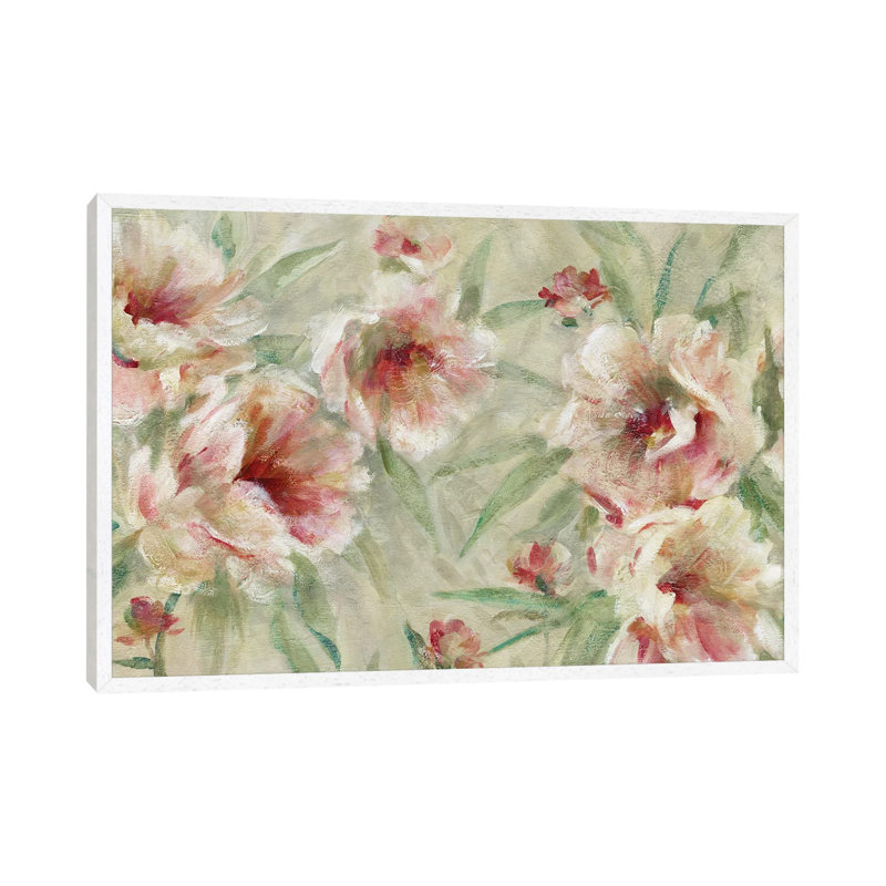 Peony Pleasure 1 Piece Painting on Canvas, 66.04 cm H x 45.72 cm W, White Framed