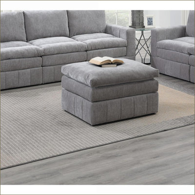 Repose-pieds: Suède moelleux gris anthracite modulaire contemporain | Structure en bois massif | Fabrication durable