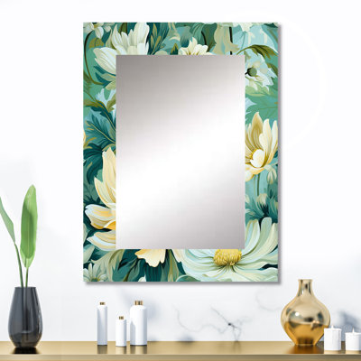 Annalicia, motif botanique de verdure impressionniste - miroir mural décoratif floral, miroir floral, impression d'art en métal