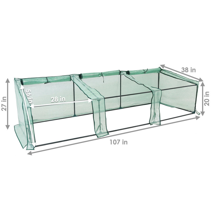 Gulianna 9' x 3' x 2' Outdoor Mini Cloche Greenhouse with a Green Cover
