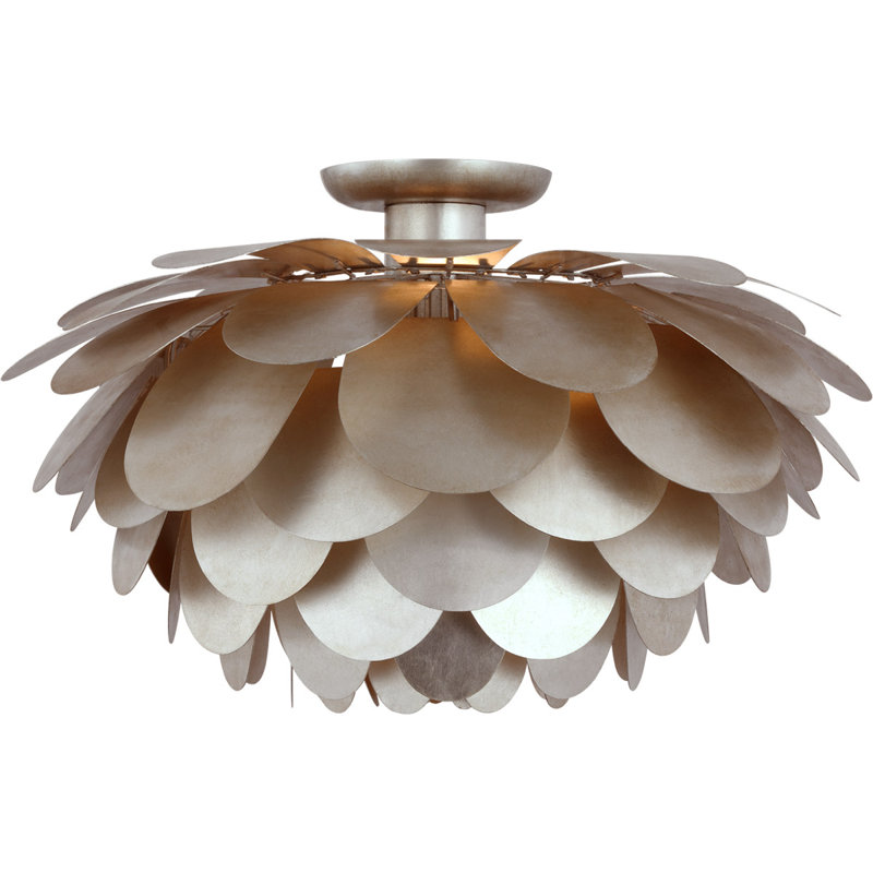 Chapman & Myers Cynara Flush Mount, Matte Black/Gild, 13.5" H x 23" W x 23" D