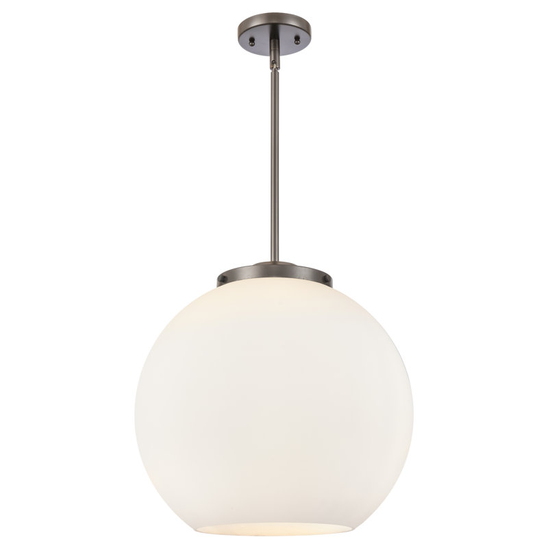 Luminaire suspendu sphère 3 lumières DEL Athens, H 16,38 po x l 15,75 po x P 15,75 po, Blanc mat, Bronze frotté à l'huile