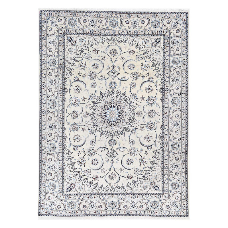 Tapis fin en laine et en soie d'agneau à 6 lignes 11 pi 2 po x 17 pi 11 po Nain