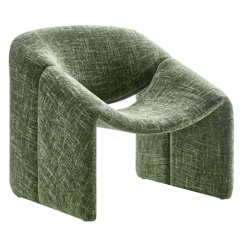 Basil Green Faux Leather Barrel Accent Chair with Metal Frame