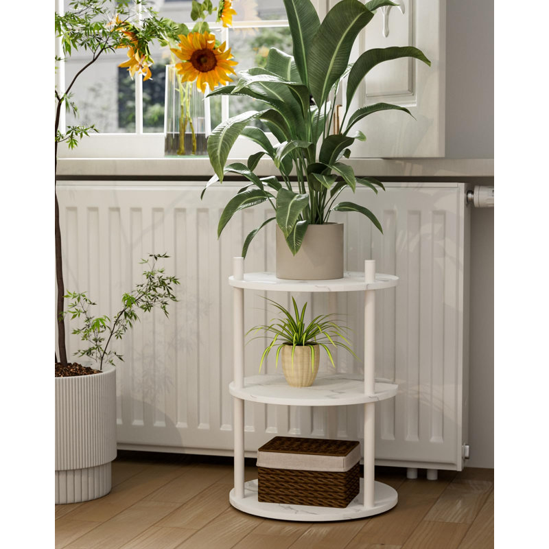 Round End Table, 3-Tier Storage Shelves (Set of 2), White