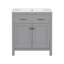 Meuble-lavabo de 30 po avec lavabo en céramique, meuble-lavabo simple gris moderne avec 2 portes et une tablette-124506415
