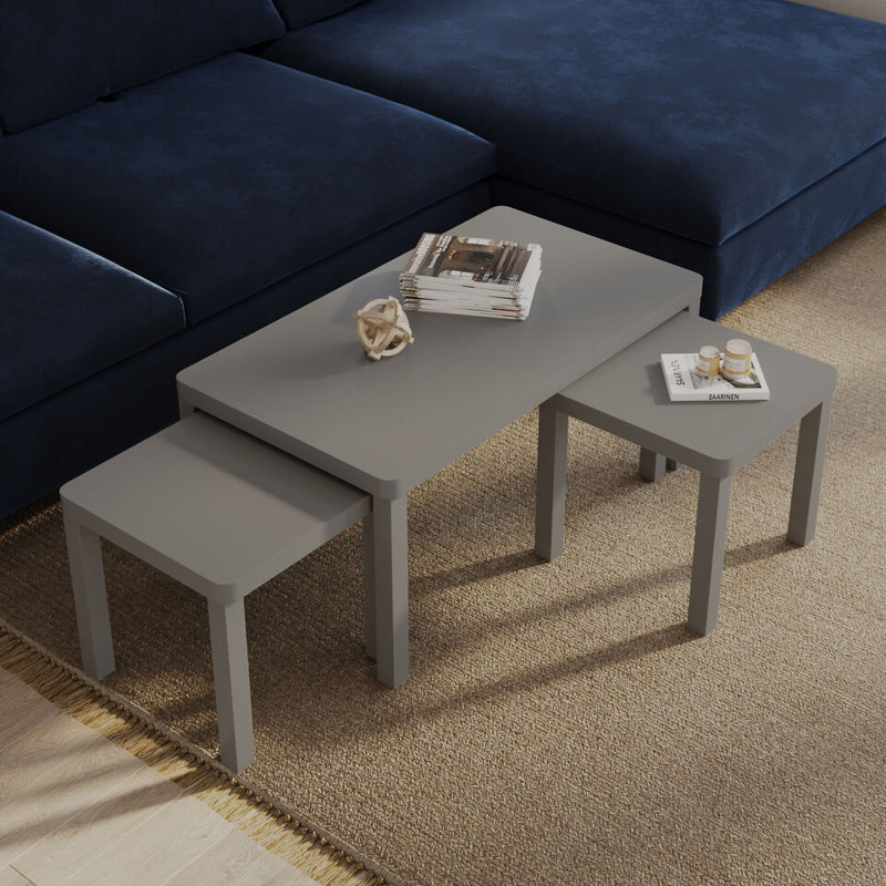 3 - Piece Living Room Table Set, Grey