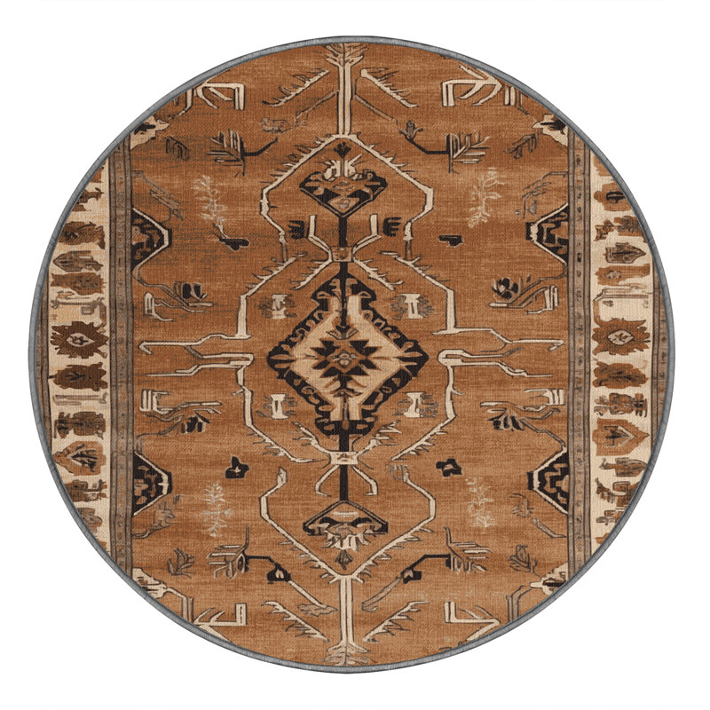 Tapis brun lavable à la machine, Rond 4 pi