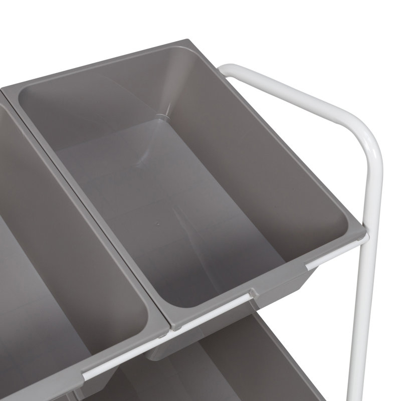 Gray and White 6-Bin Rolling Storage Cart