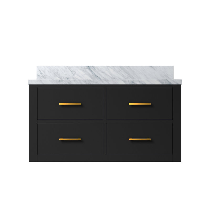 Tuckerton Double Bath Vanity, Black, White Acrylic, 24"