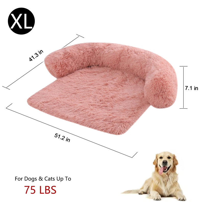Tapis de lit pour chien en peluche, Petit (l 39,4 po x P 33,5 po x H 6,3 po), Rose