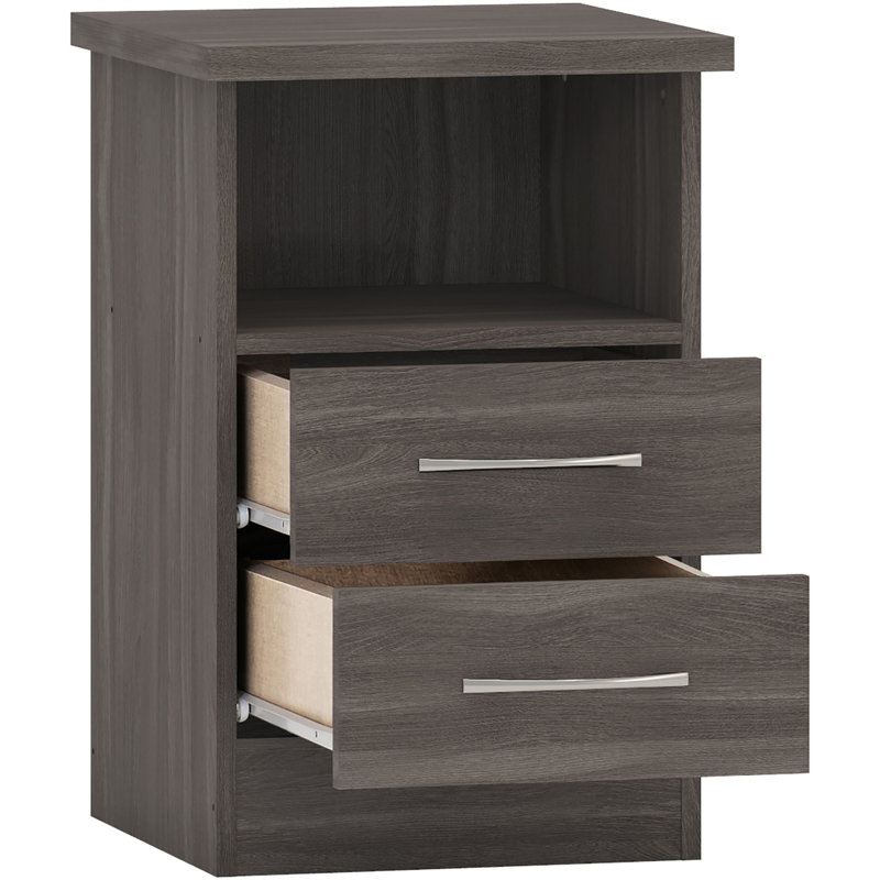Cascio 2 Drawer Bedside Table, Black