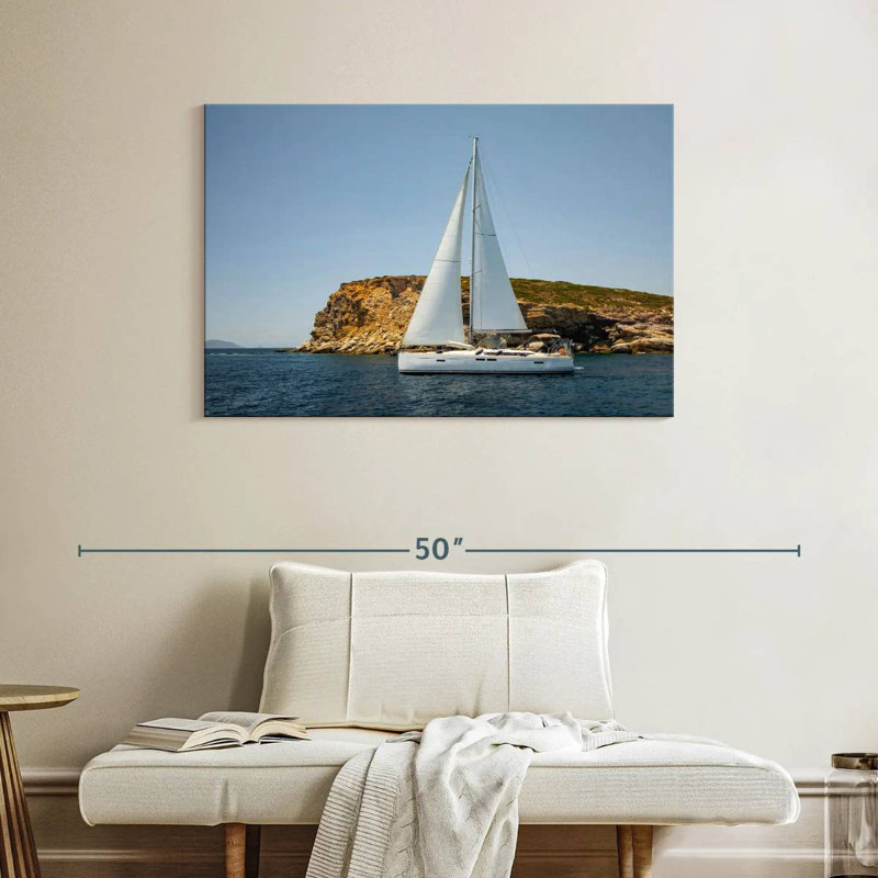 Mehar White Sailboat, 26" H x 39" W