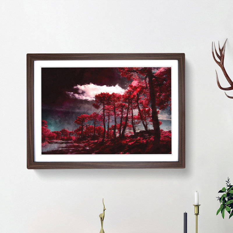 Plum Forest - Framed Print, 62cm H x 87cm W x 2cm D, Walnut Framed