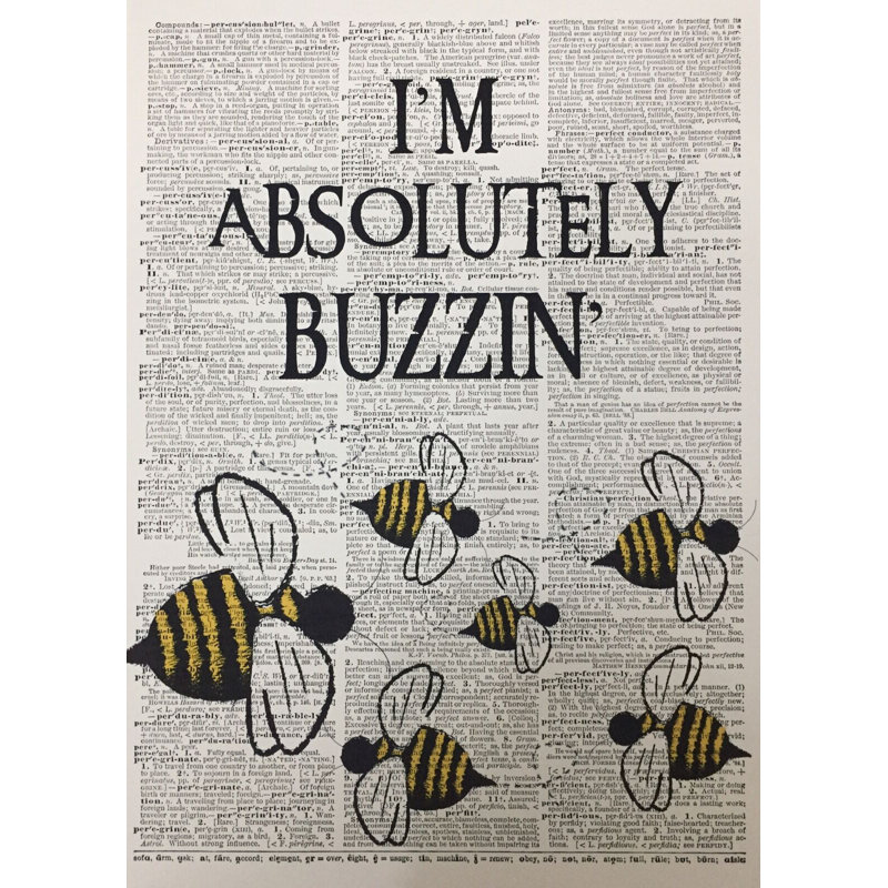 A3 Bee Dictionary Print - Funny Animal Pun - Buzzing Quote - Bee Quote Wall Art - Insect Picture