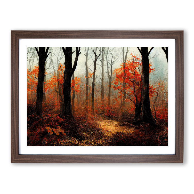 Magnetic Autumn Forest - Framed Print, 46cm H x 64cm W x 2cm D, Walnut