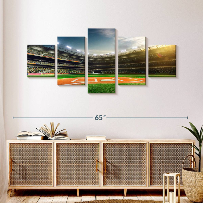 Sunlit Baseball Stadium, H 24 po x l 55 po