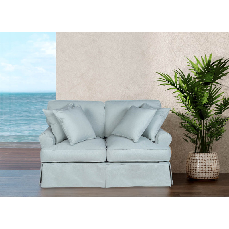 Wesham 60'' Slipcovered Loveseat, Ocean Blue Polyester