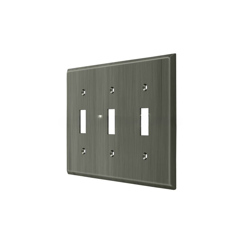 Deltana SWP4763U26 Switch Plate, Triple Standard in Polished Chrome, Antique Nickel