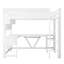 Lit mezzanine double en bois avec bureau, tablettes de rangement, DEL et station de charge, blanc-1349701758