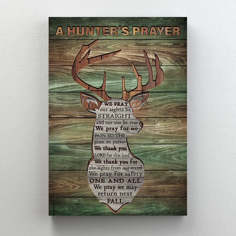 «Wood Deer With Prayer - A Hunter's Prayer», reproduction d'art graphique sur toile tendue, H 14 po x l 11 po x P 2 po