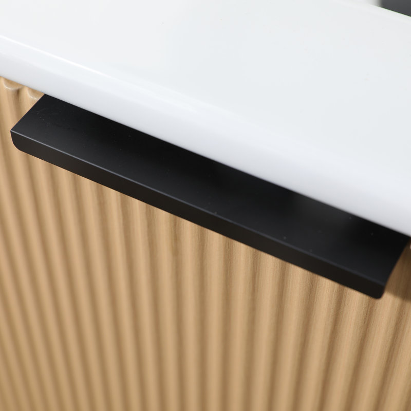 Meuble-lavabo mural simple 30 po avec comptoir en céramique brun, Jaune