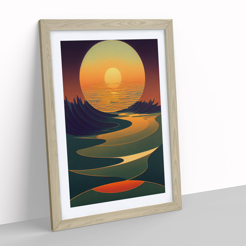Stunning Abstract Sunset - Framed Print, 64cm H x 46cm W x 2cm D, Oak 