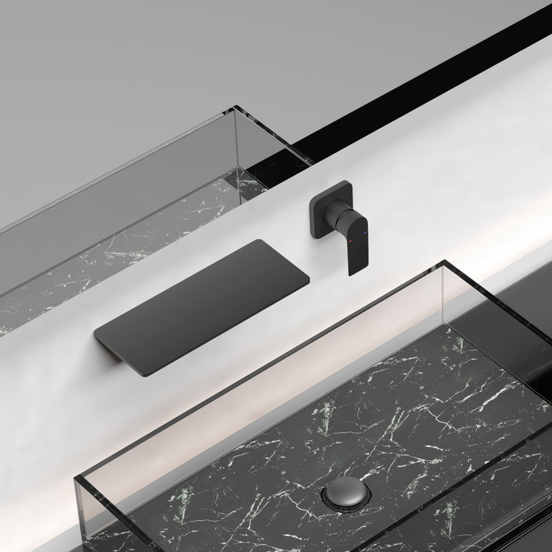 Robinet cascade de salle de bain en noir mat, simple pour une régulation pratique de l'eau, Noir mat