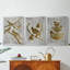 Quatre oiseaux qui chantent - Feuille d'or - Toile sur toile tendue avec châssis encadré - 3 pièces-256279854-256279855