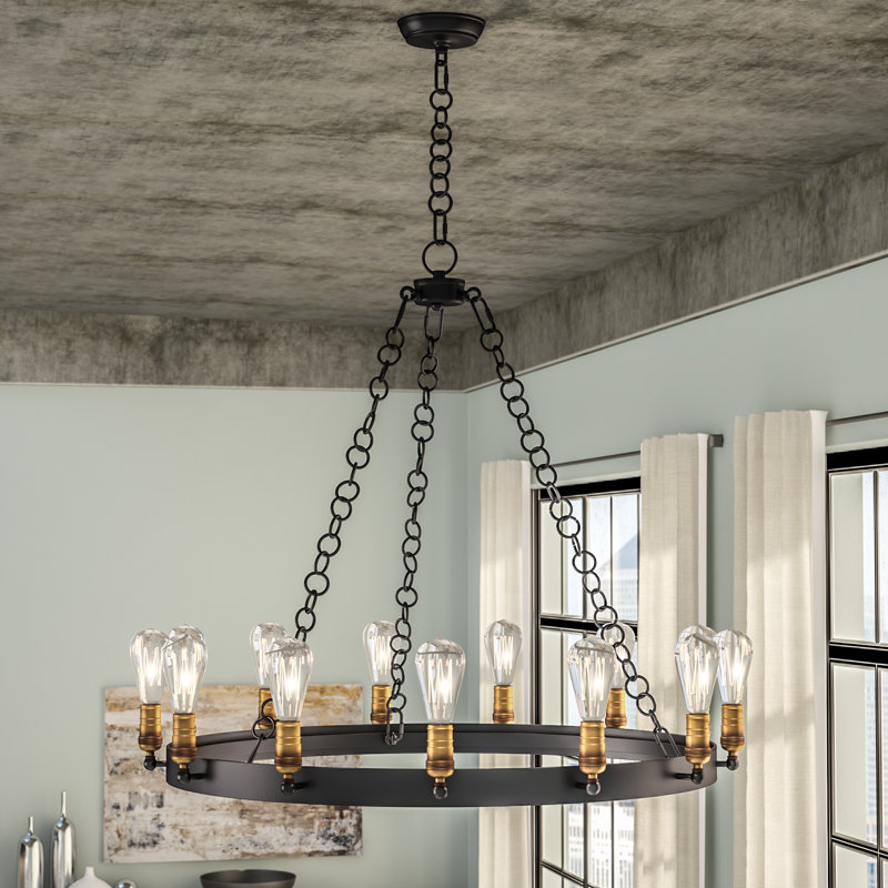 Kimes 10 - Light Dimmable Wagon Wheel Chandelier, MB