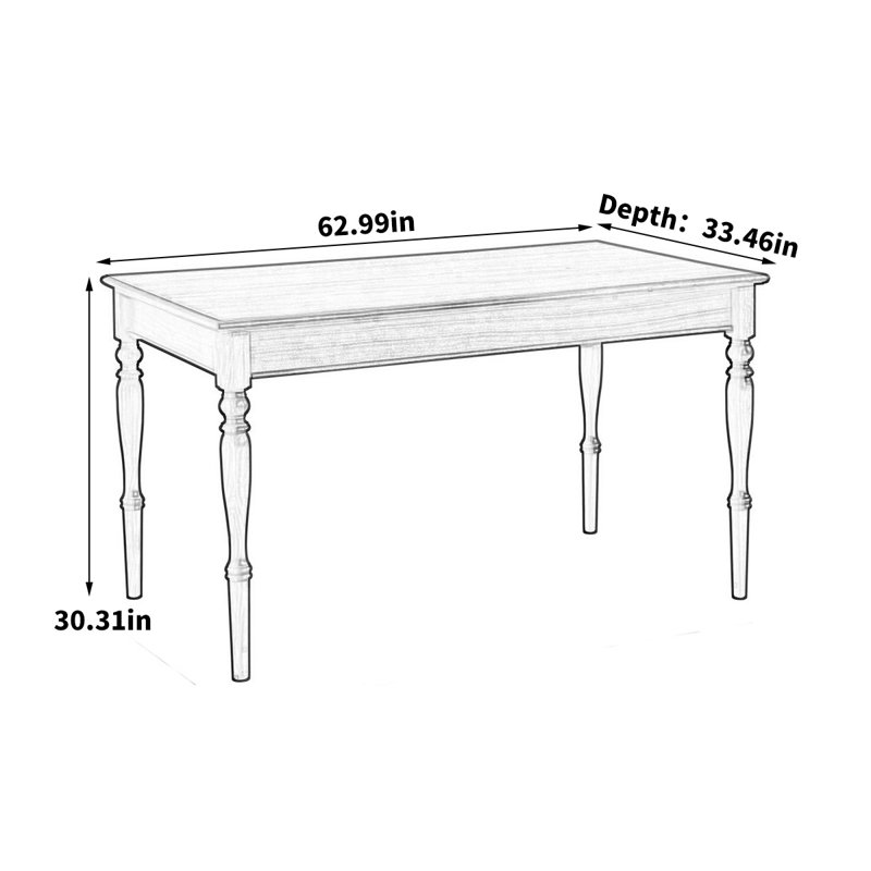American modern rectangular dining table, 30.31"H x 62.99"L x 33.46"W