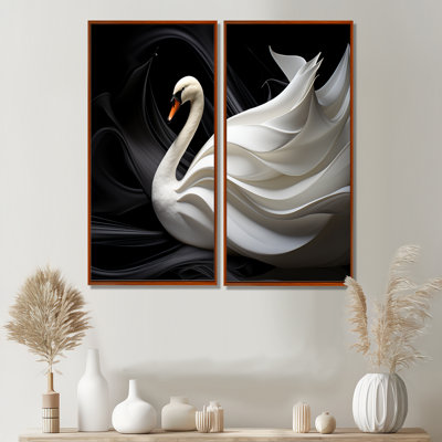 Noir et blanc «Elegy of a Swan» - art mural blanc