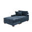 Chaise longue rembourrée en chenille bleue avec accoudoirs et coussins décoratifs-348563249-348563214