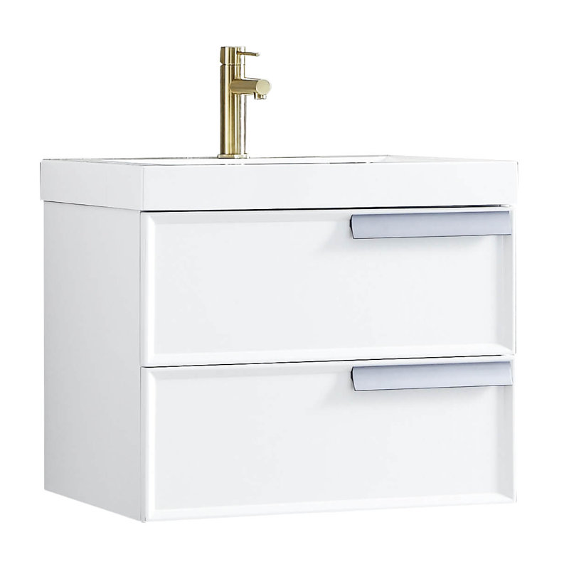 Meuble-lavabo de salle de bain simple 24 po Tyonna, Blanc mat