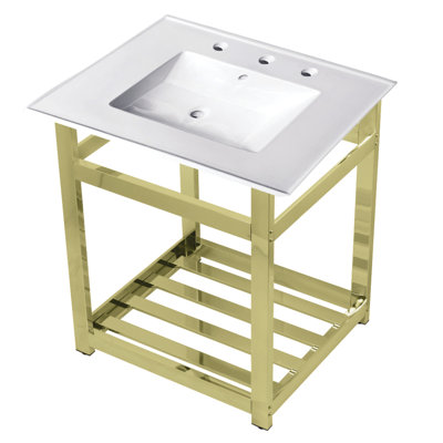 Lavabo de salle de bain console en céramique avec trop-plein