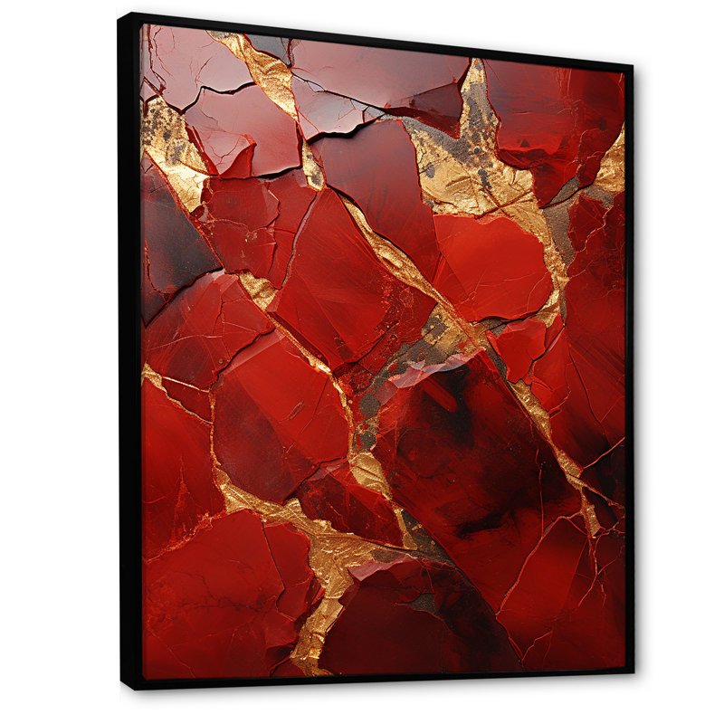 Courage spirituel Agate rouge, Cadre flottant noir, H 40 po x l 30 po x P 1,5 po