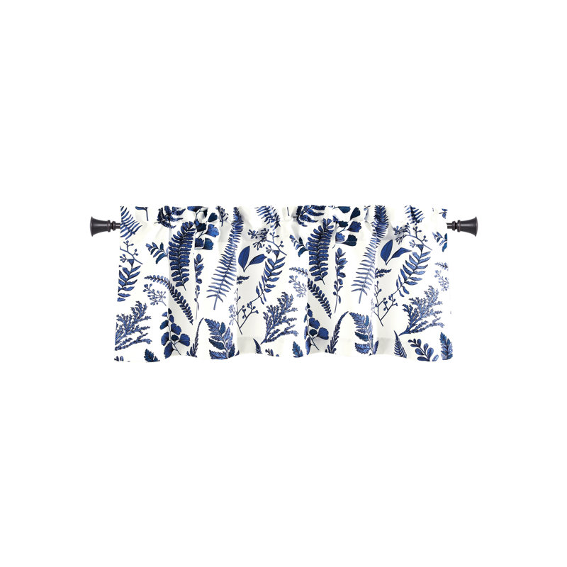Tailored Window Valance, White/Navy