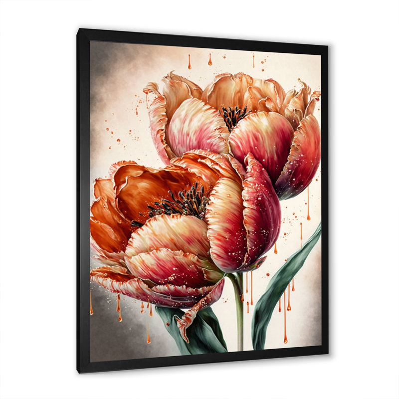 «Blooming Red Tulip», impression sur toile, Cadre photo noir, H 20 po x l 12 po x P 1 po