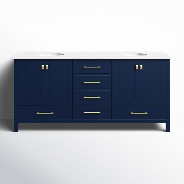 Bagdai 72'' Double Bathroom Vanity with Engineered Marble Top