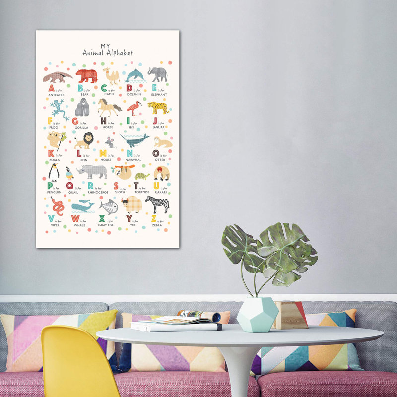" Animal Alphabet ", Wrapped Canvas, 60" H x 40" W x 1.5" D, No Mat
