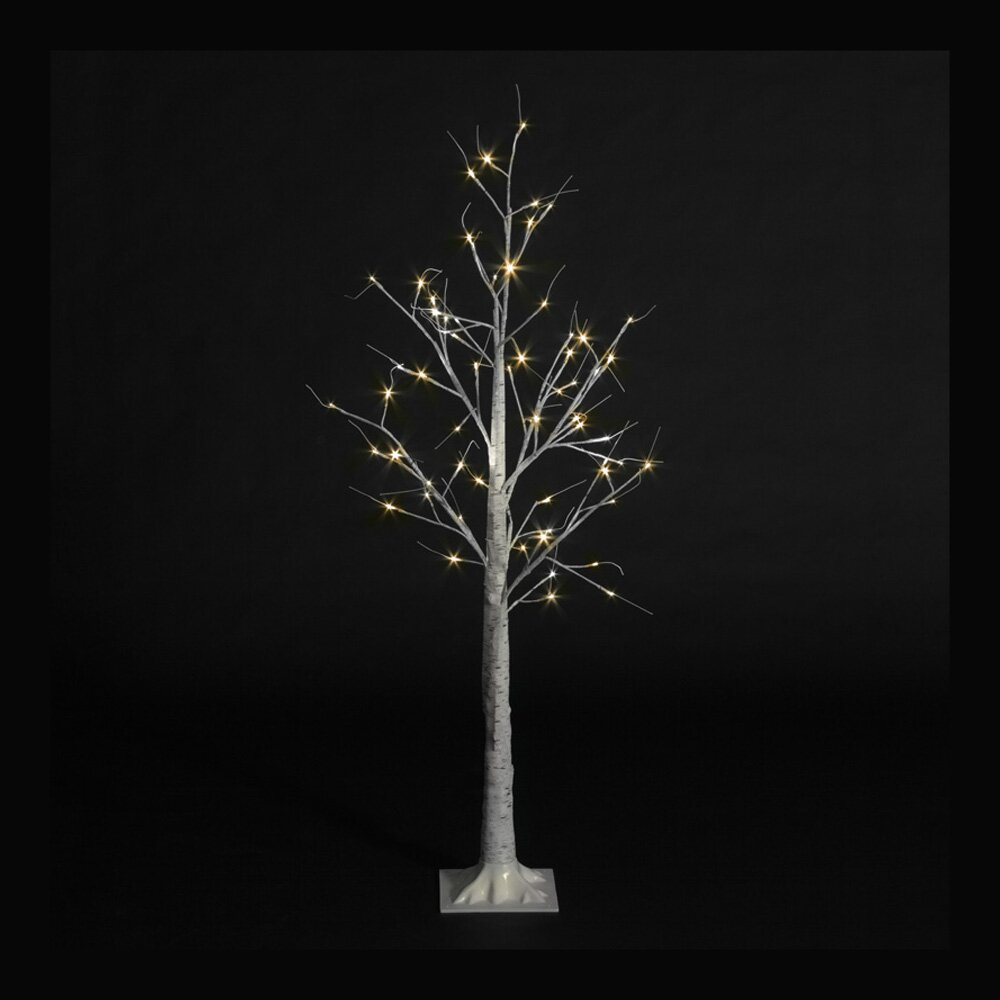 Künstlicher Weihnachtsbaum 152 cm Weiß mit 64 LEDs in Transparent/Weiß und Ständer