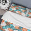 Bleu floral et feuille brune - ensemble de housse de couette floral - microfibre de polyester-1819264683
