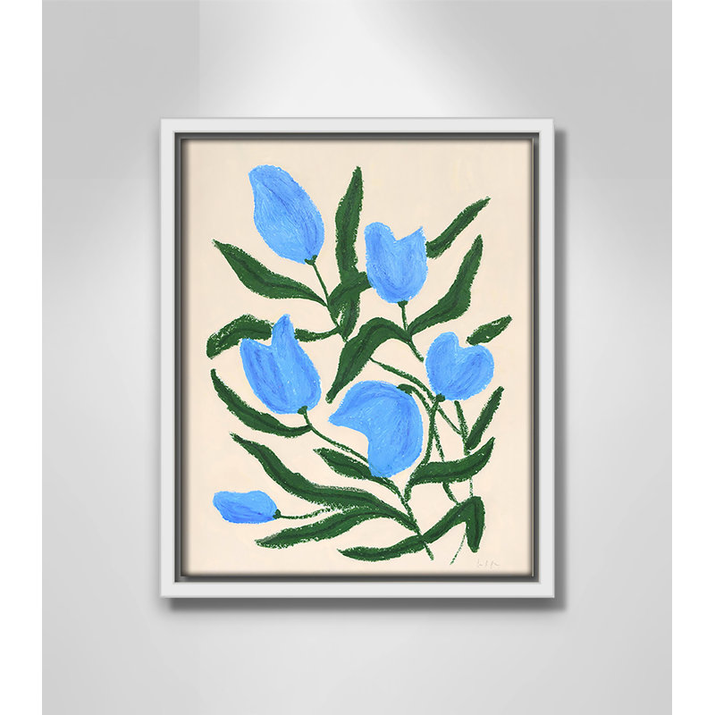 «Colette Blue Tulips Print» par Camilla Bergqvist, H 11,5 po x l 9,5 po, Blanc