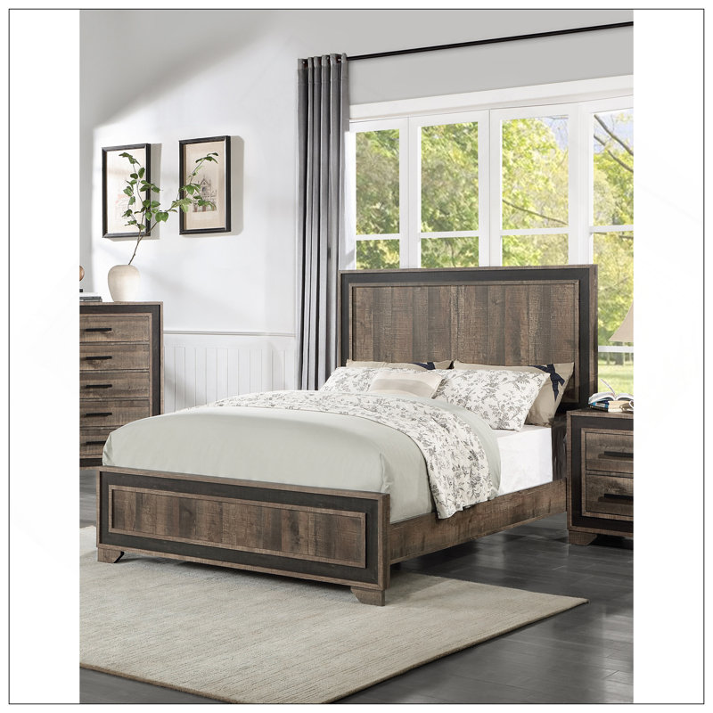 Chêne avec tête de lit haute et grand lit 1pc