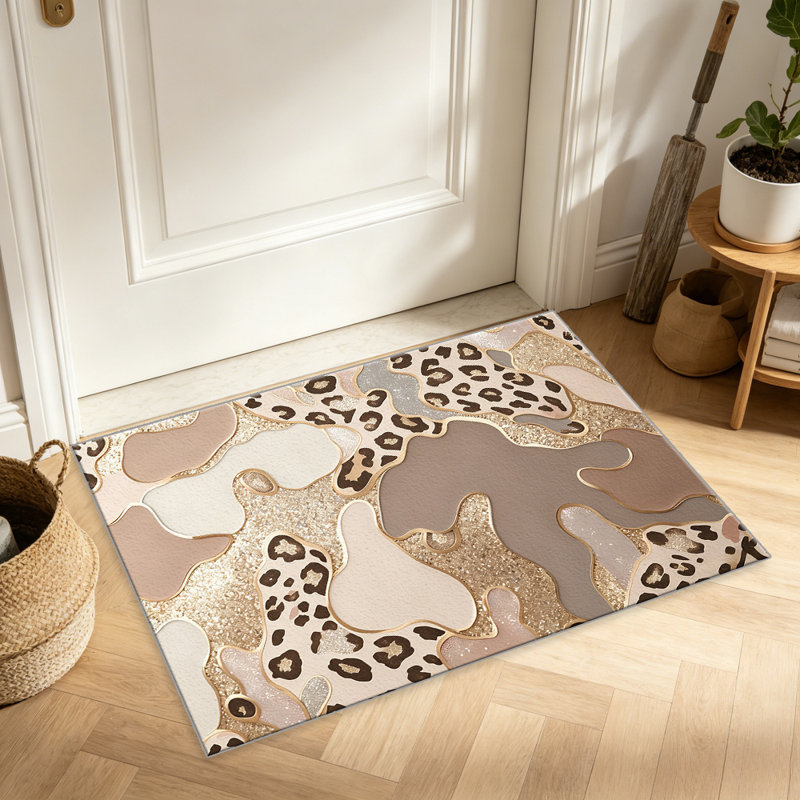 Beige Taupe Leopard Print carpet-easy to clean, machine-washable, soft and comfortable; suitable for door mats, kitchens, living rooms, bedrooms, corridors, and laundry areas. Easy to clean, durable carpet for home decoration.