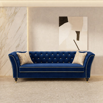 Canapé de luxe Mid-Century touffeté en velours, canapé de luxe rétro de 89,5 pouces pour le salon