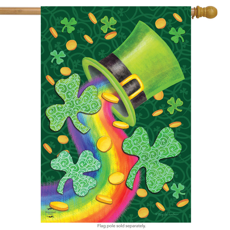 Drapeau St. Patrick's Luck House, Vert / noir / orange / rouge / bleu